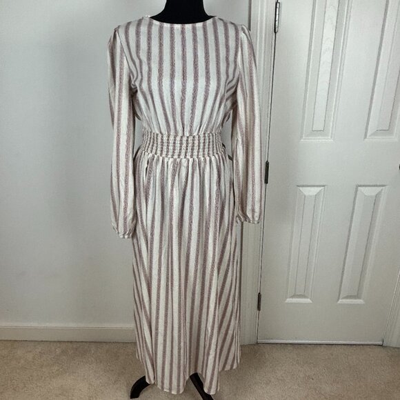 Petal & Pup Dresses & Skirts - Petal & Pup‎ Jimi Stripe Long Sleeve Maxi Dress Linen Blend Size M New